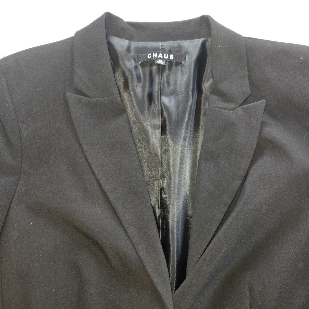 Chaus Black Three Button Notch Lapel Lined‎ Womens Classic Blazer Size 10 - Picture 3 of 11